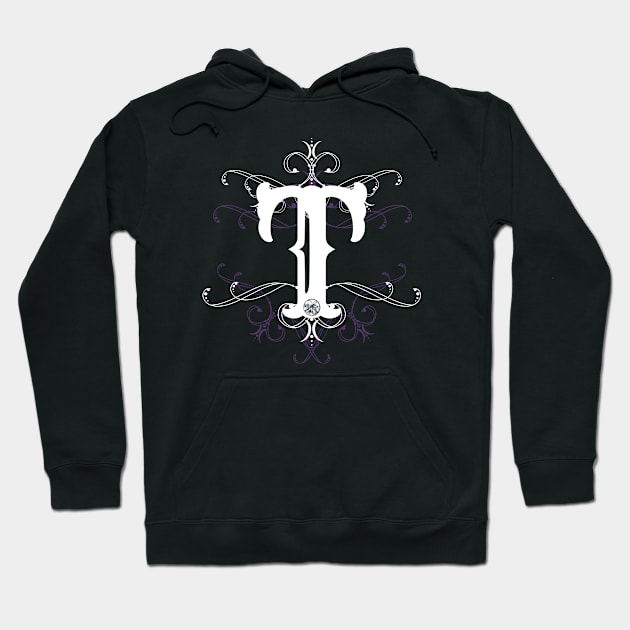 Monogram T Letter T Gothic Style Goth Ornament Hoodie by xsylx